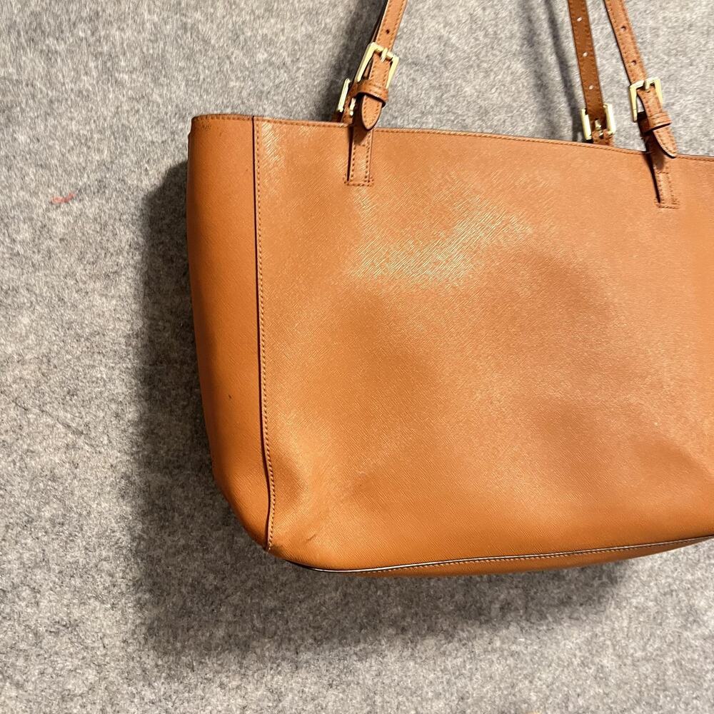 Tory Burch Bag Womens Size Large Brown Leather Tote Shoulder Purse Zip Logo - Picture 6 of 16
